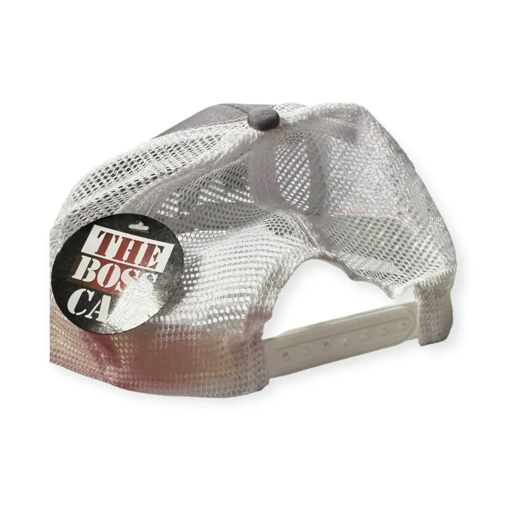 The Boss Snapback‎ Hat Adjustable Mesh Back Hat Gray/White BNWT
